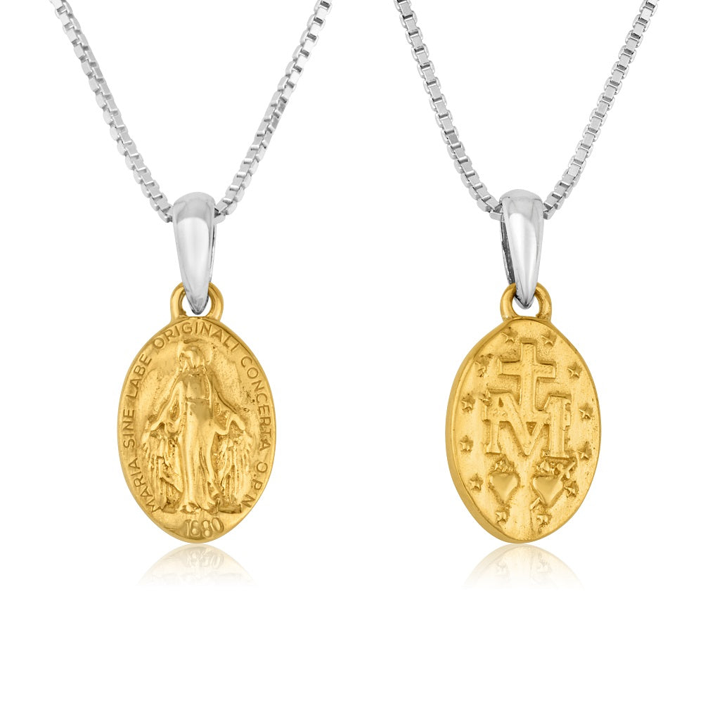 Miraculous Medal pendant necklace in gold-plated 925 sterling silver by Marina Jewelry