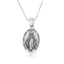 Miraculous Medal Pendant Necklace, Small Oval, Oxidized 925 Sterling Silver