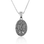 Miraculous Medal Pendant Necklace, Small Oval, Oxidized 925 Sterling Silver – back view