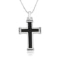 Onyx cross pendant necklace with rope ends in 925 sterling silver by Marina Jewelry