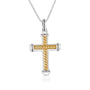 Chain-link cross pendant necklace in gold-plated 925 sterling silver by Marina Jewelry