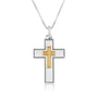 Cross-in-cross two-tone gold pendant necklace in 925 sterling silver by Marina Jewelry