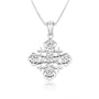 Openwork floral Jerusalem Cross pendant necklace with Cubic Zirconia by Marina Jewelry