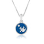 Holy Spirit dove blue enamel CZ pendant necklace in 925 sterling silver by Marina Jewelry