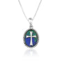 Cross Eilat stone oval pendant necklace in 925 sterling silver by Marina Jewelry