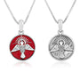 Holy Spirit dove red enamel coin pendant necklace in 925 sterling silver by Marina Jewelry