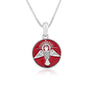 Holy Spirit Dove Red Enamel Coin Pendant Necklace in 925 Sterling Silver