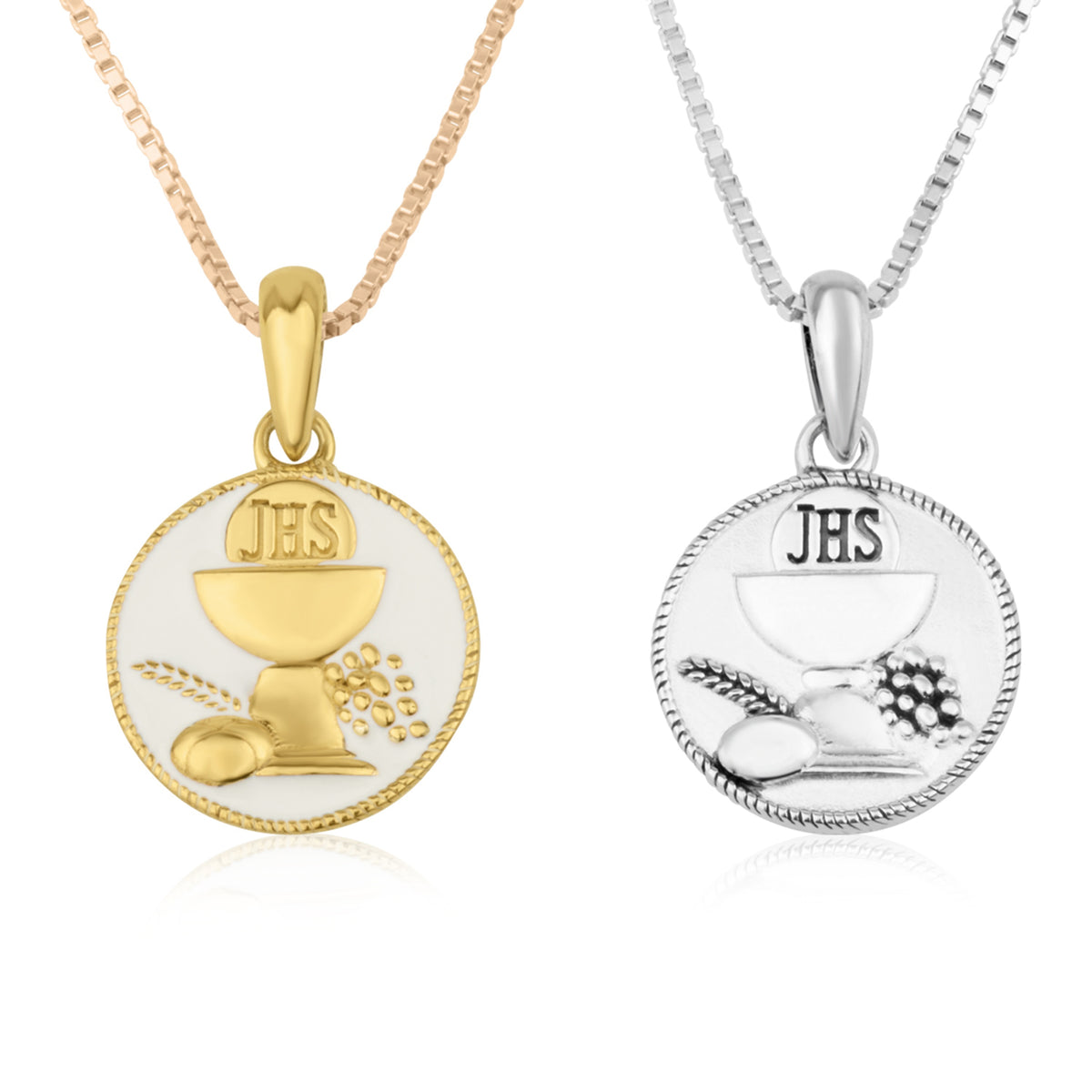 First Communion JHS chalice pendant necklace in gold-plated 925 sterling silver by Marina Jewelry