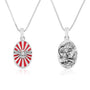 Holy Spirit dove red enamel oval pendant necklace in 925 sterling silver by Marina Jewelry
