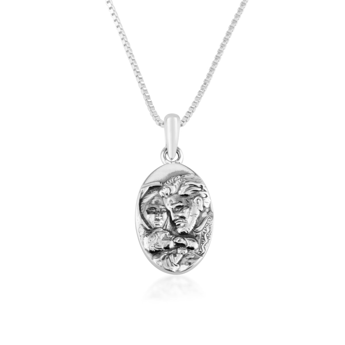Holy Spirit Dove Red Enamel Oval Pendant Necklace in 925 Sterling Silver – back view