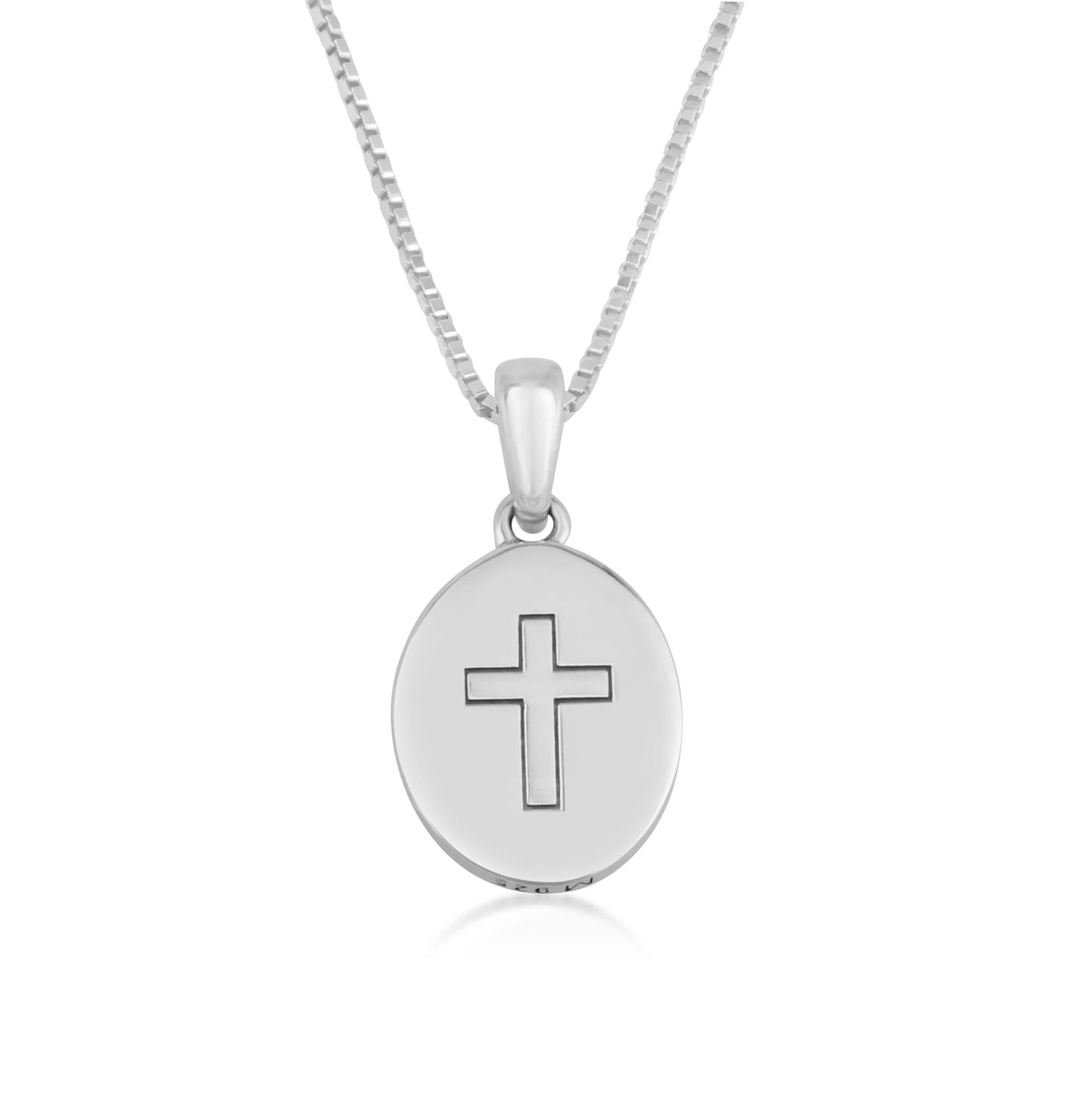 Double-Sided Cross Pendant Necklace in 925 Sterling Silver, Oxidized – back view