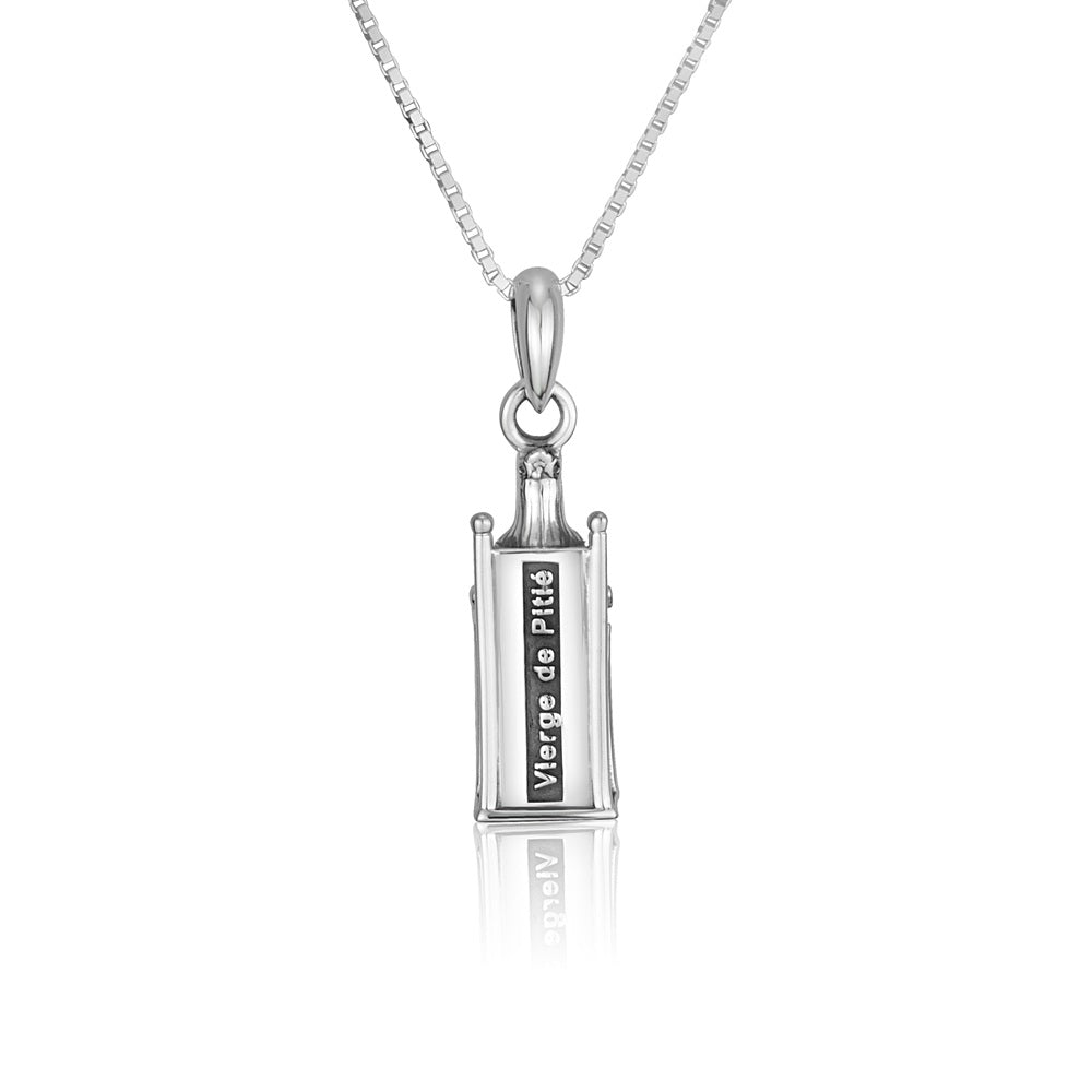 Virgin and Child Statue Pendant Necklace in 925 Sterling Silver, view 3 by Marina Jewelry