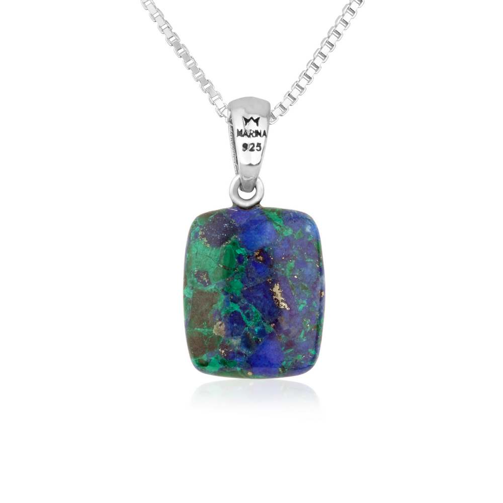 Roman Cross Pendant Necklace in 925 Sterling Silver with Eilat Stone – side view