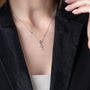 Priestly Blessing Cross Pendant Necklace in 925 Sterling Silver – shown worn, close-up