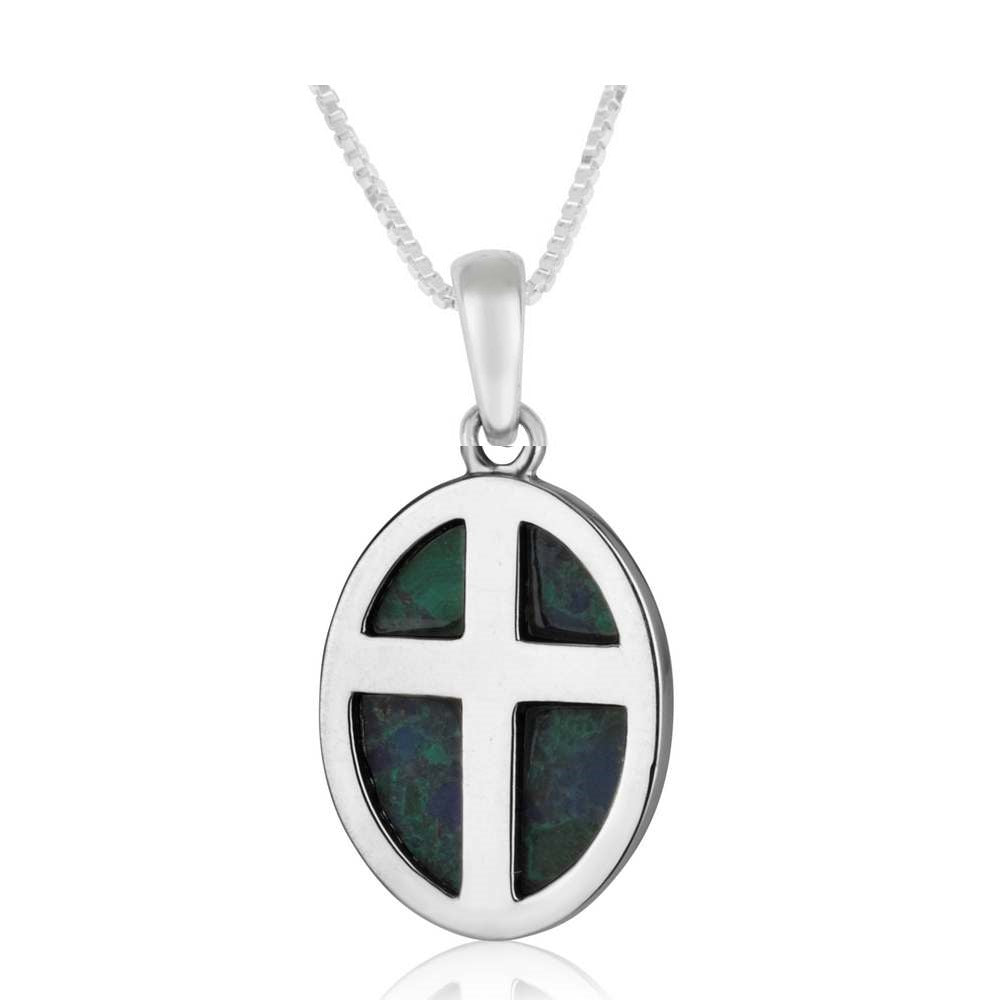 Eilat stone cross pendant necklace in 925 sterling silver by Marina Jewelry