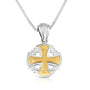 Two-tone gold-plated and oxidized sterling silver Jerusalem Cross pendant by Marina Jewelry