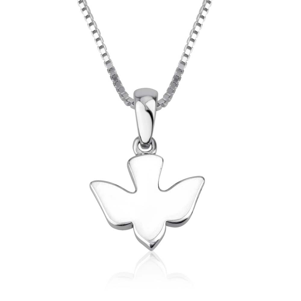 Smooth polished 925 sterling silver dove pendant by Marina Jewelry
