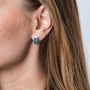 Pave Strip Eilat Stone Hoop Earrings in 925 Sterling Silver – shown worn