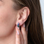 Striped Eilat Stone Hoop Earrings in 925 Sterling Silver – shown worn