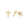 Gold-plated cross stud earrings with cubic zirconia by Marina Jewelry