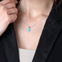 Opal Heart Pendant Necklace in 925 Sterling Silver – shown worn