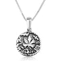 Oxidized Grape Leaf Coin Pendant Necklace in 925 Sterling Silver by Marina Jewelry
