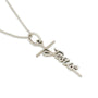 Jesus Script Cross Pendant Necklace in 925 Sterling Silver by Marina Jewelry