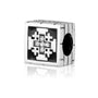Square sterling silver bead charm with Cubic Zirconia Jerusalem Cross on black onyx by Marina Jewelry