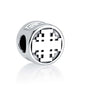 Round sterling silver bead charm with raised Jerusalem Cross by Marina Jewelry