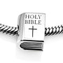 Holy Bible Bead Charm with Cross in 925 Sterling Silver