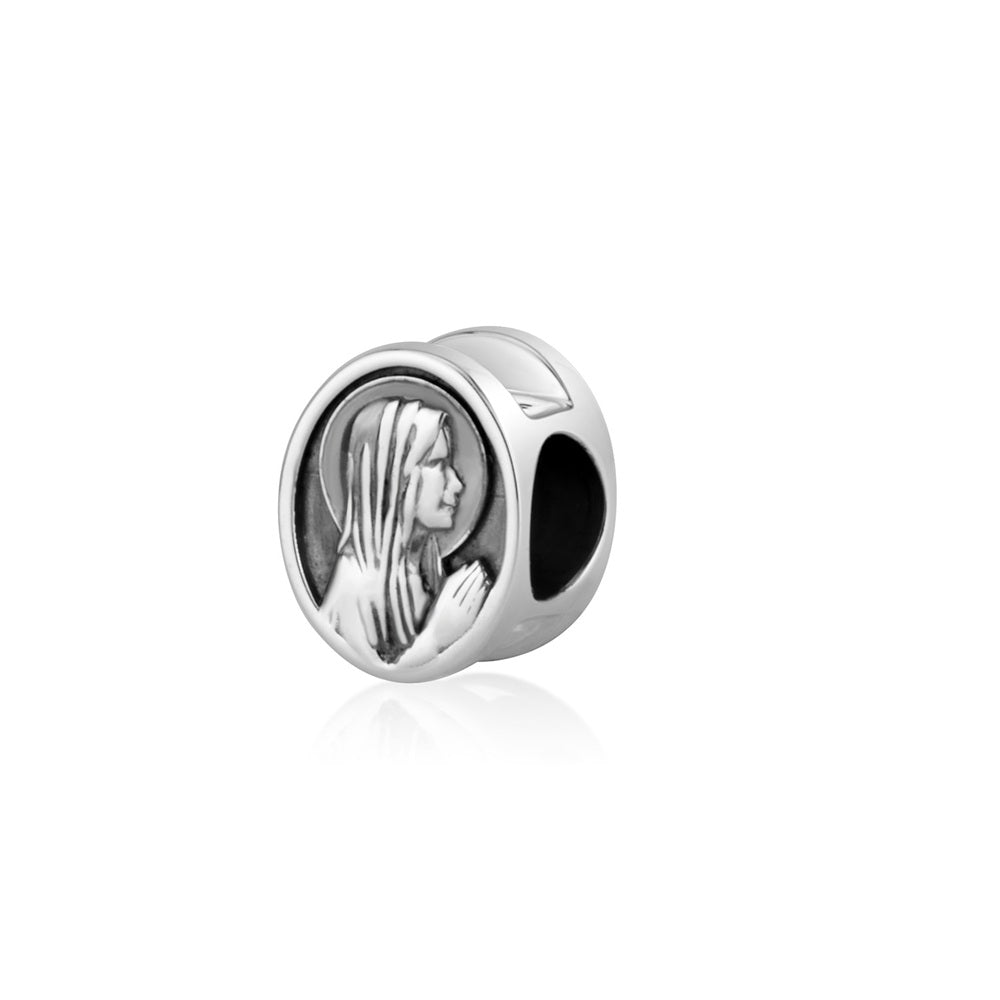 Virgin Mary & Our Lady of Fatima Bead Charm in 925 Sterling Silver