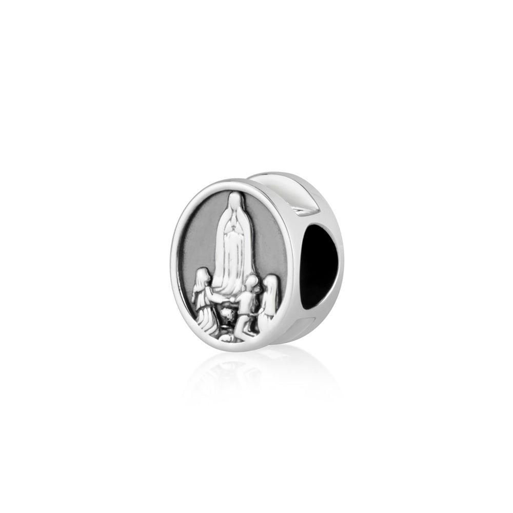 Virgin Mary & Our Lady of Fatima Bead Charm in 925 Sterling Silver – back view