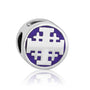 Round bead charm with blue enamel Jerusalem Cross face by Marina Jewelry