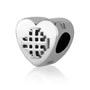 Heart-shaped sterling silver bead charm with Jerusalem Cross by Marina Jewelry