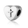 Heart and cross bead charm in 925 sterling silver by Marina Jewelry