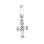 Rope-twist cross hanging charm in 925 sterling silver by Marina Jewelry