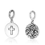 Oxidized two-sided cross charm in 925 sterling silver by Marina Jewelry