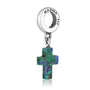 Eilat Stone cross hanging charm on sterling silver loop by Marina Jewelry