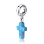Blue Opal Cross Hanging Charm in 925 Sterling Silver, view 2 by Marina Jewelry