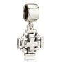 Layered three-dimensional Jerusalem Cross hanging charm by Marina Jewelry