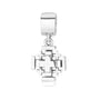 Layered Jerusalem Cross Hanging Charm in 925 Sterling Silver, view 5 by Marina Jewelry