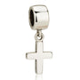 Plain polished cross charm in 925 sterling silver by Marina Jewelry