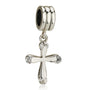 Cross charm with cubic zirconia accents in 925 sterling silver by Marina Jewelry