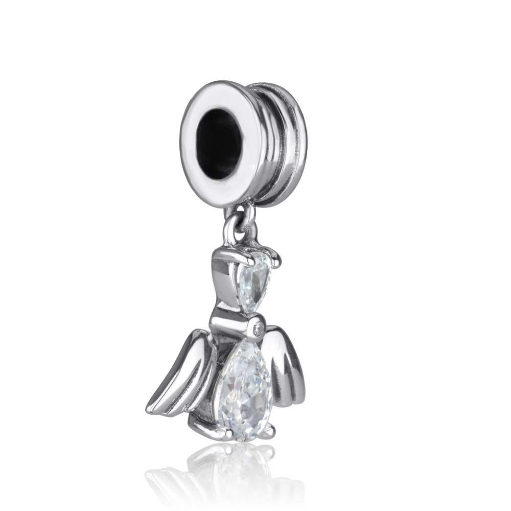 Angel charm with cubic zirconia in 925 sterling silver by Marina Jewelry