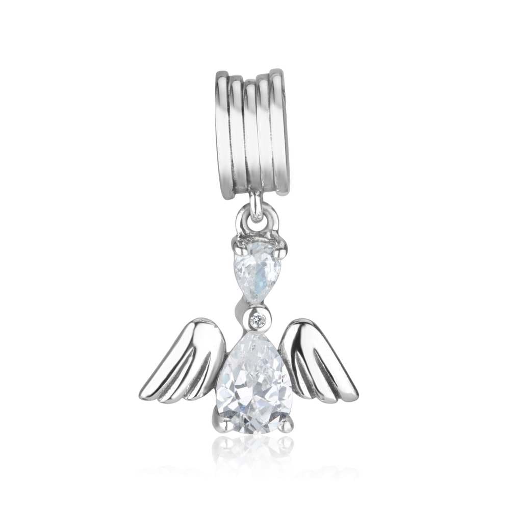 Angel charm with cubic zirconia in 925 sterling silver by Marina Jewelry