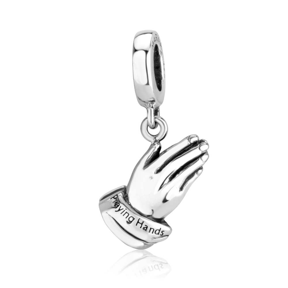 Praying hands charm in 925 sterling silver by Marina Jewelry