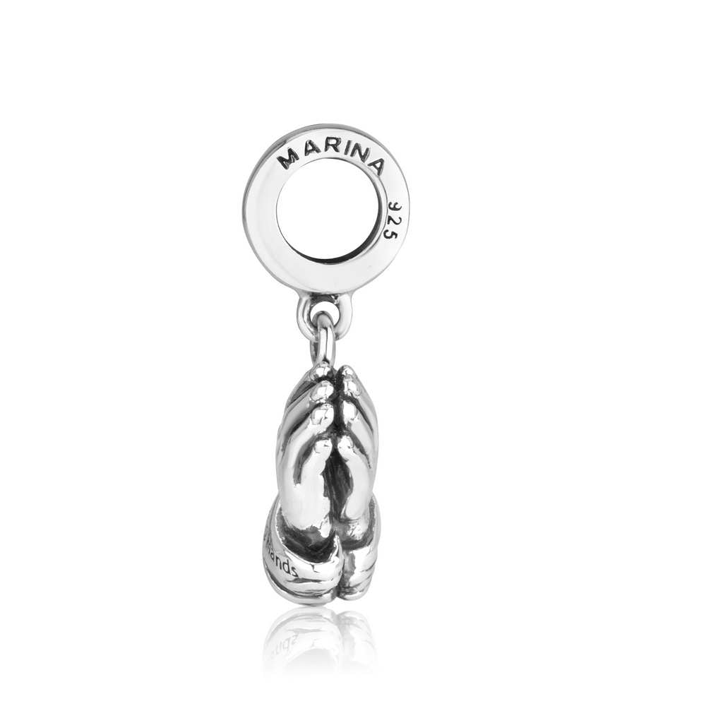 Praying Hands Charm in 925 Sterling Silver – side view