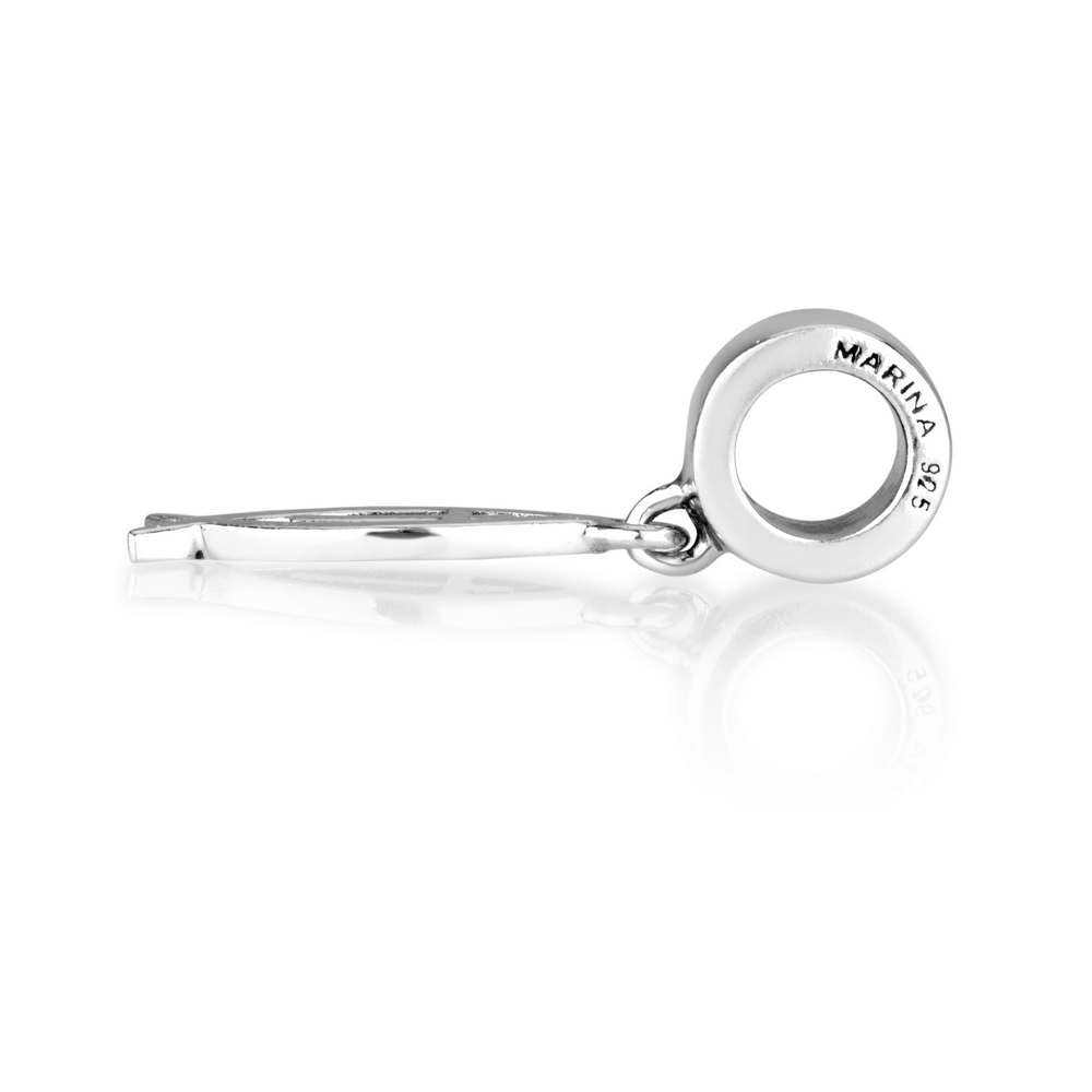 Ichthus fish and cross hanging charm in 925 sterling silver by Marina Jewelry