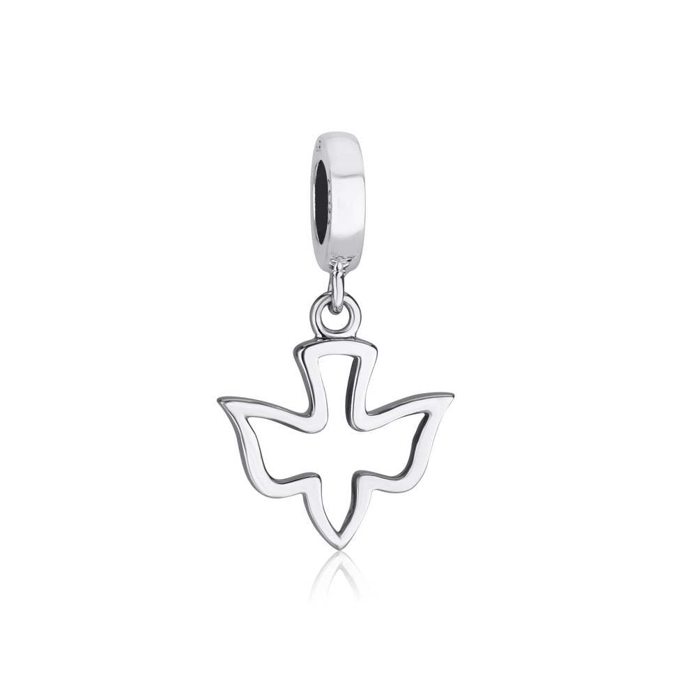 Open outline dove charm in 925 sterling silver by Marina Jewelry