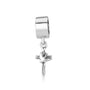 Dove and cross hanging charm in sterling silver by Marina Jewelry